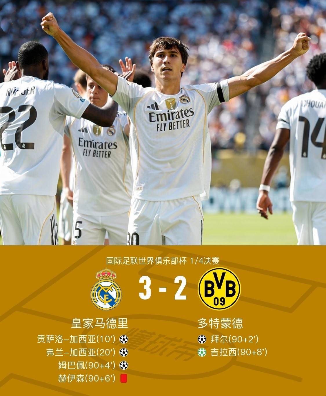 皇马完胜多特蒙德，加维统治全场的简单介绍